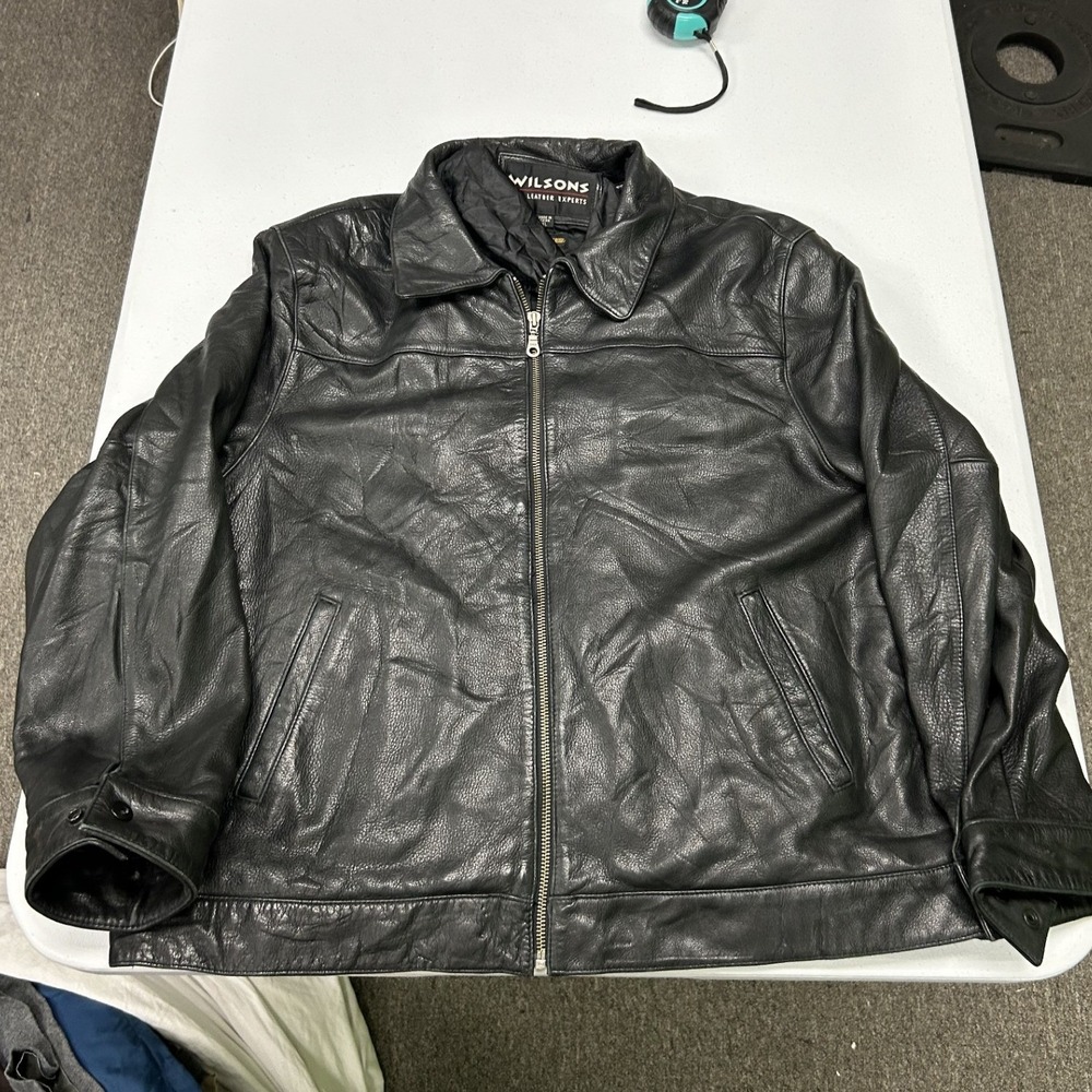 Wilsons Leather Bomber Jacket Mens XL Black Thinsulate Insulated Zip Up